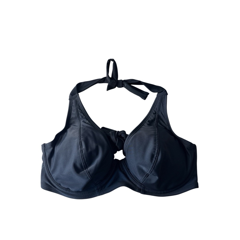 Shapermint Essentials Halter Sleek &‎ Chic Bikini Top Black S/P Full Coverage
